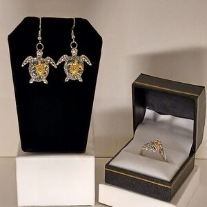 Turtle Ring with matching Earrings